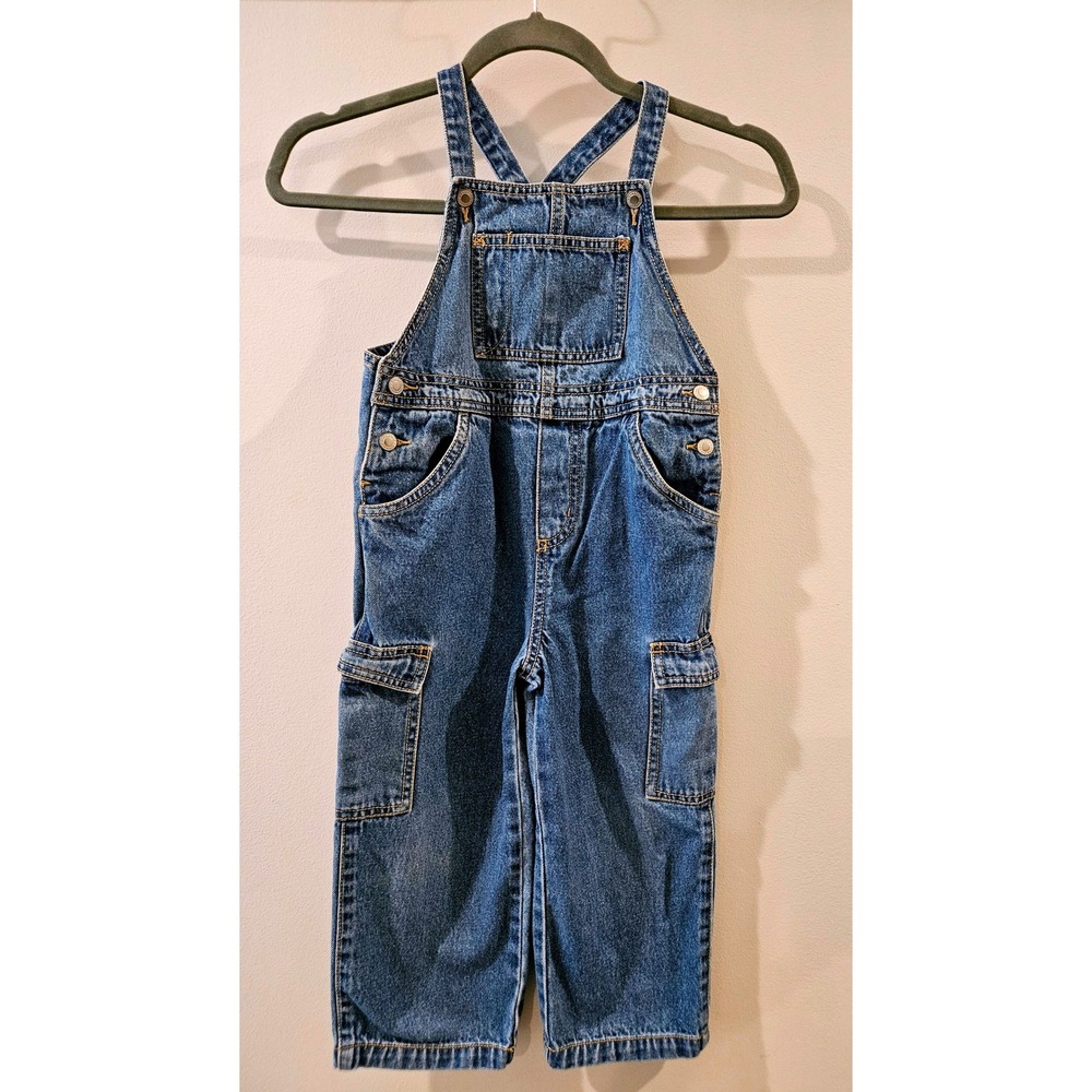 Vintage 1999 Gymboree Kids Denim Overalls Medium 3-4 Years Cargo Blue Jean